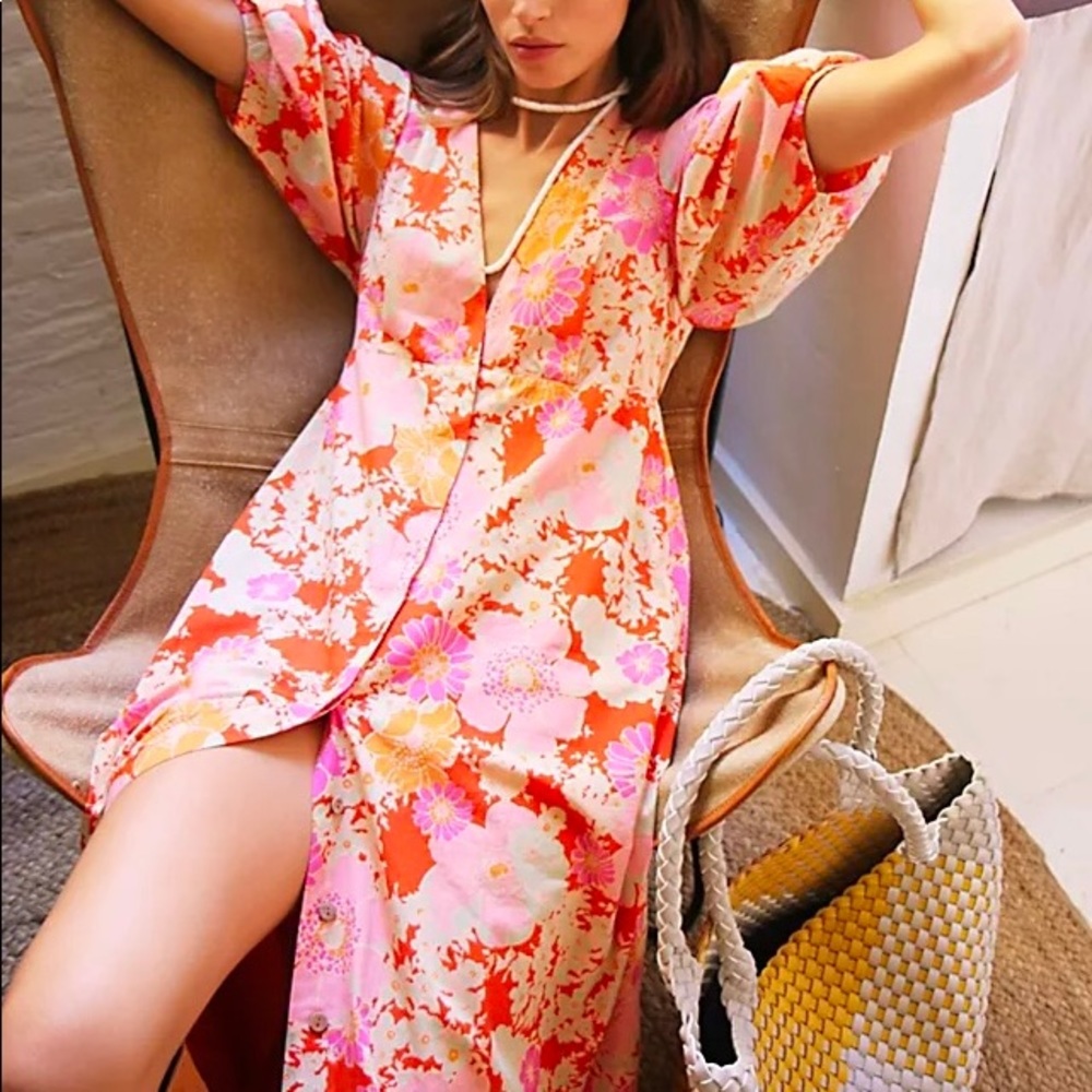 Free People Lydia Printed Midi Dress